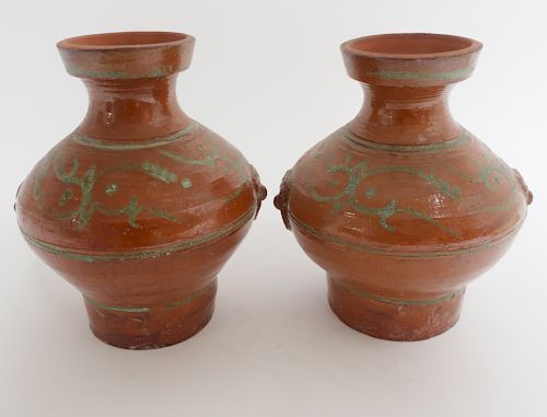 TWO MATCHING HAN STYLE TERRACOTTA