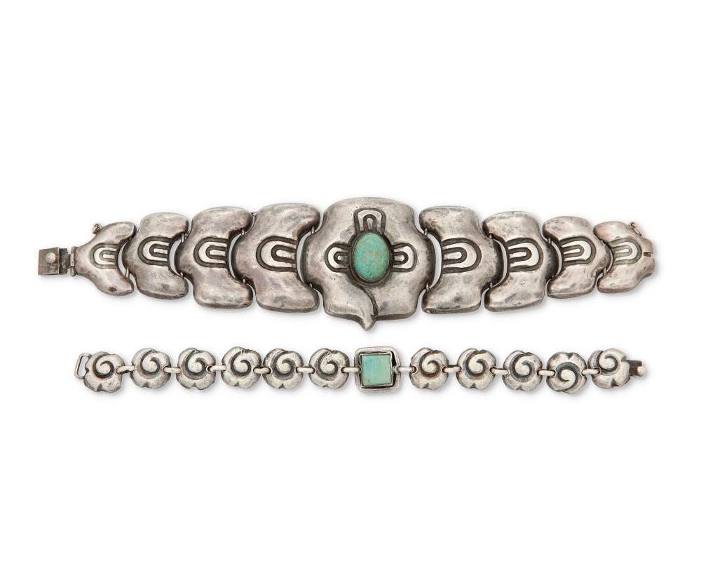 TWO MATL SILVER AND TURQUOISE