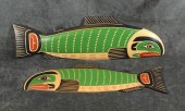TWO MATTHEW BAKER WOOD CARVING