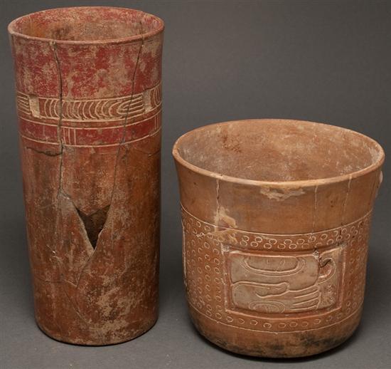 Two Maya cylindrical vases with