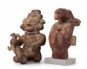 TWO MAYAN-STYLE POTTERY SCULPT