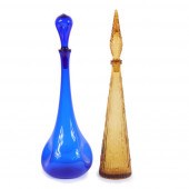 TWO MCM GLASS GENIE BOTTLE VAS