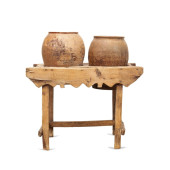 TWO MEDITERRANEAN GLAZED POTS