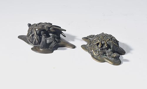TWO MEIJI BRONZE OKIMONO