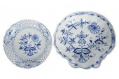 TWO MEISSEN BLUE ONION PORCELA