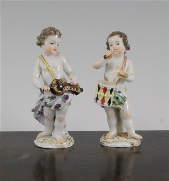 Two Meissen cherub band figures