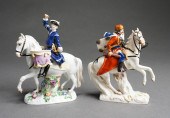 TWO MEISSEN EQUESTRIAN FIGURIN