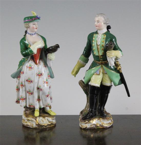 Two Meissen figures of falconers