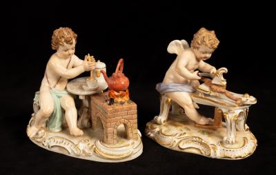 Two Meissen figures of putto,