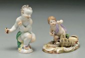 Two Meissen figurines, both wi