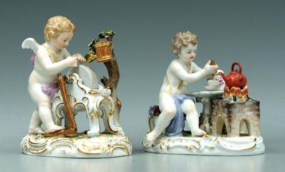 Two Meissen figurines: cupid