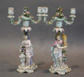TWO MEISSEN FLORAL ENCRUSTED P