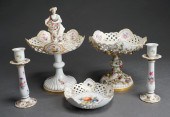 TWO MEISSEN GILT AND FLORAL DE