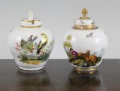 Two Meissen ogee shaped tea ca