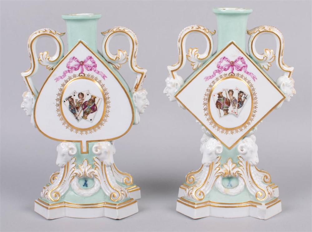 TWO MEISSEN PALE-GREEN GROUND