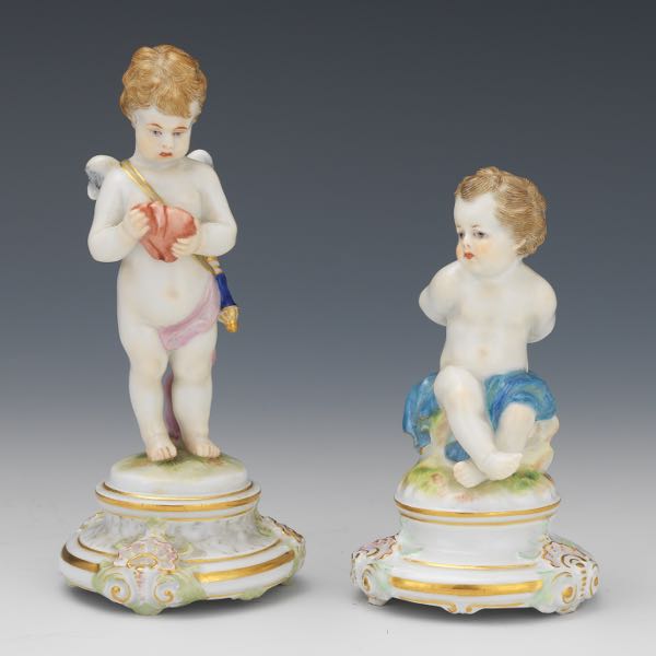 TWO MEISSEN PORCELAIN CABINET