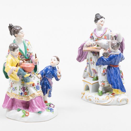 TWO MEISSEN PORCELAIN CHINOISERIE