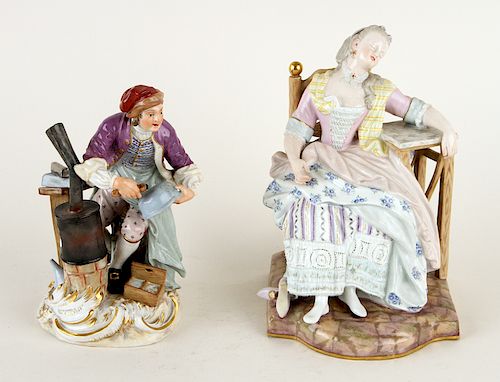 TWO MEISSEN PORCELAIN FIGURAL