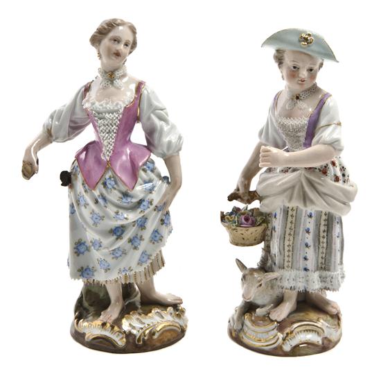 *Two Meissen Porcelain Lace Figures
