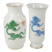 TWO MEISSEN PORCELAIN MING DRA