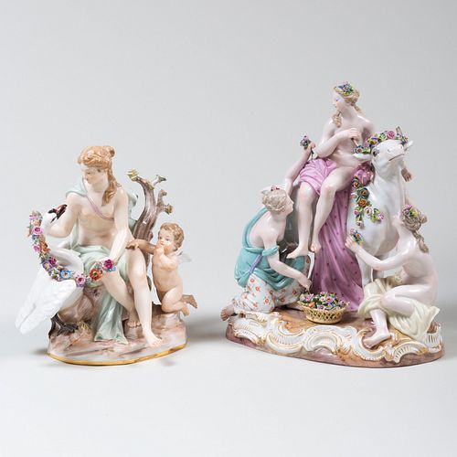 TWO MEISSEN PORCELAIN