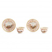 TWO MEISSEN TEA BOWLS WITH MAT