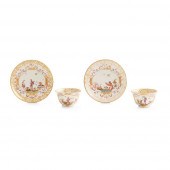 TWO MEISSEN TEABOWLS AND SAUCE