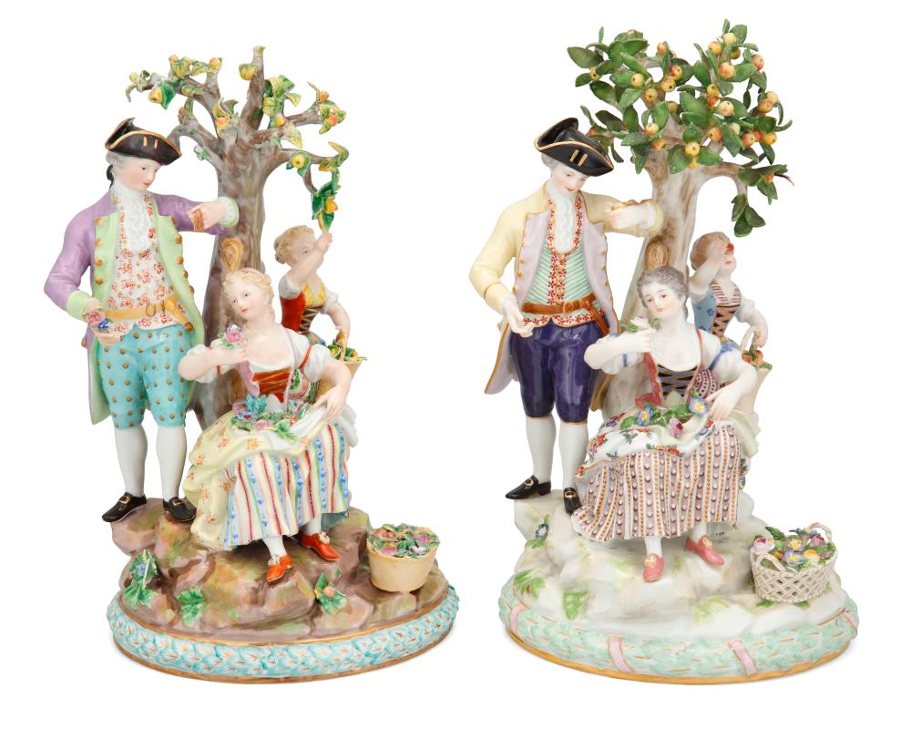 TWO MEISSEN "UNDER THE APPLE