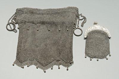 Two mesh purses: one draw style,