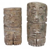 TWO MESOAMERICAN CARVED JADE S