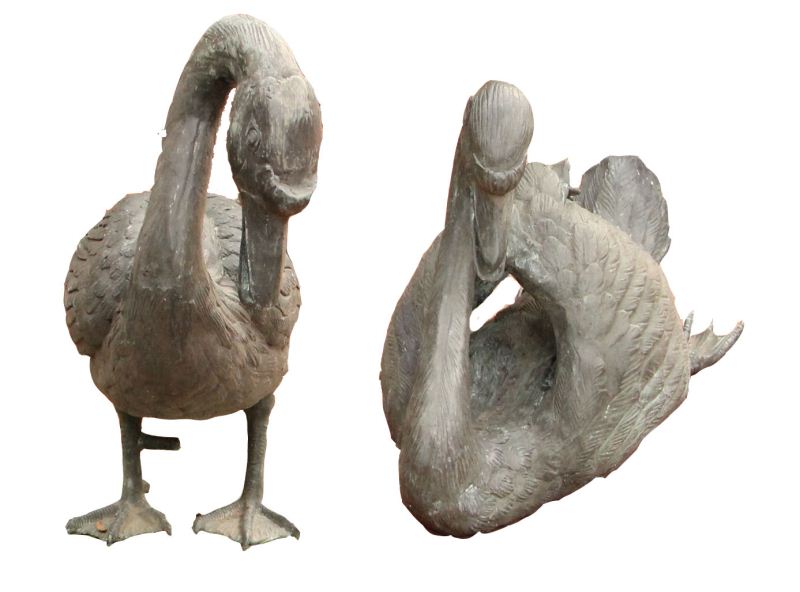 Two Metal Garden Swan Fountainseach