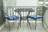 TWO METAL LATTICE PATIO TABLES