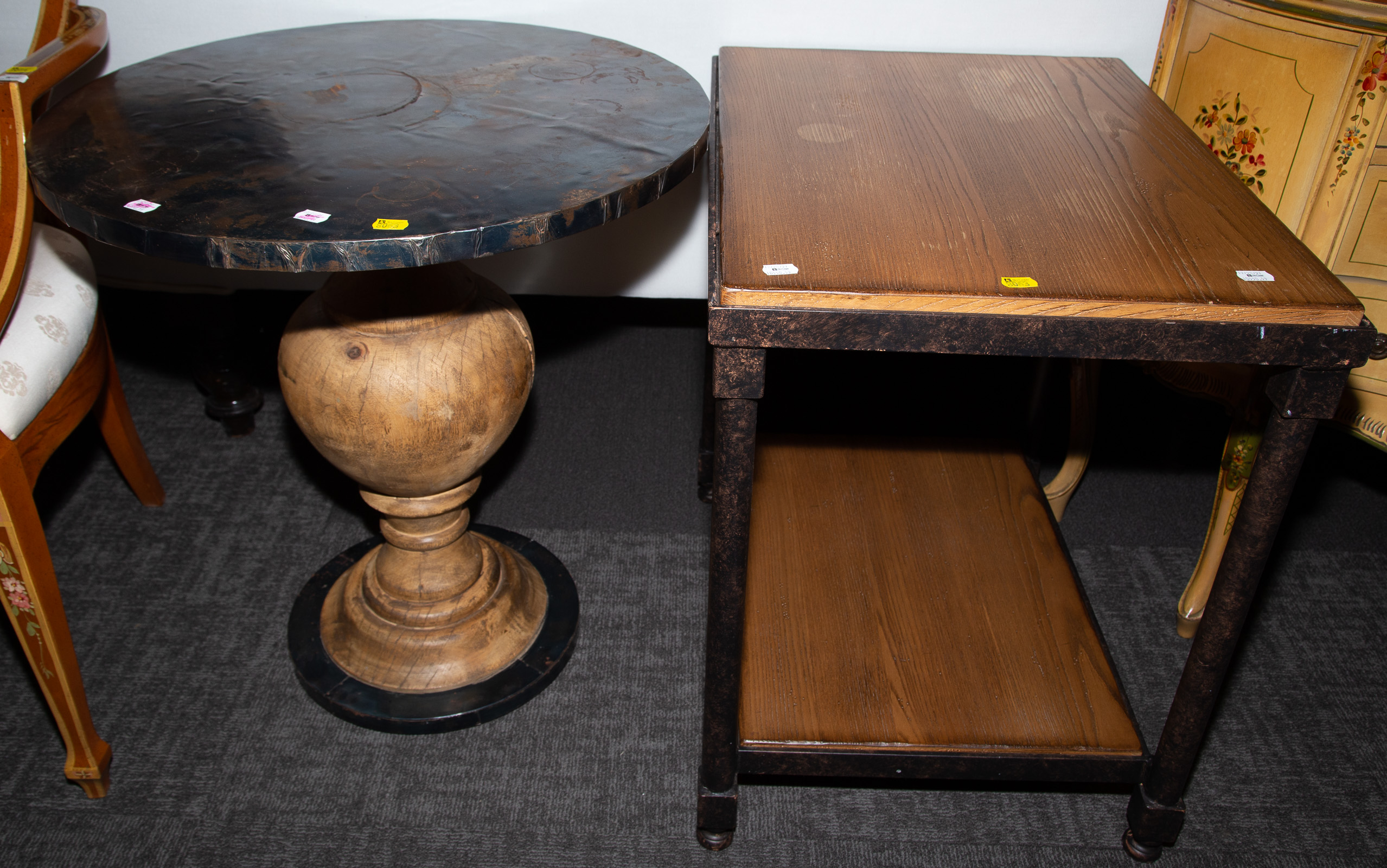 TWO METAL TABLES Comprising a