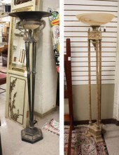 TWO METAL TORCHIERE FLOOR LAMP