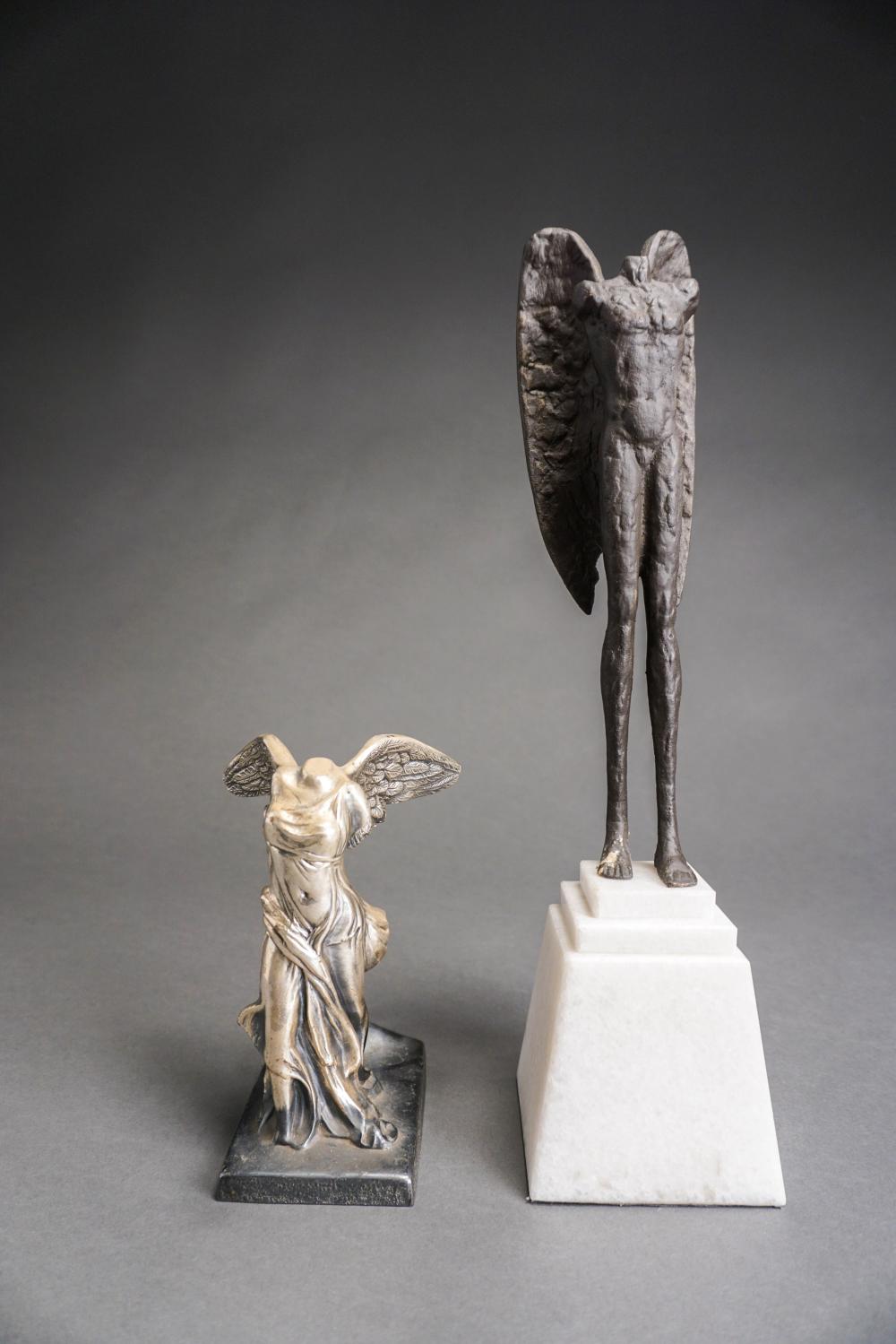 TWO METAL WINGED FIGURES, H OF