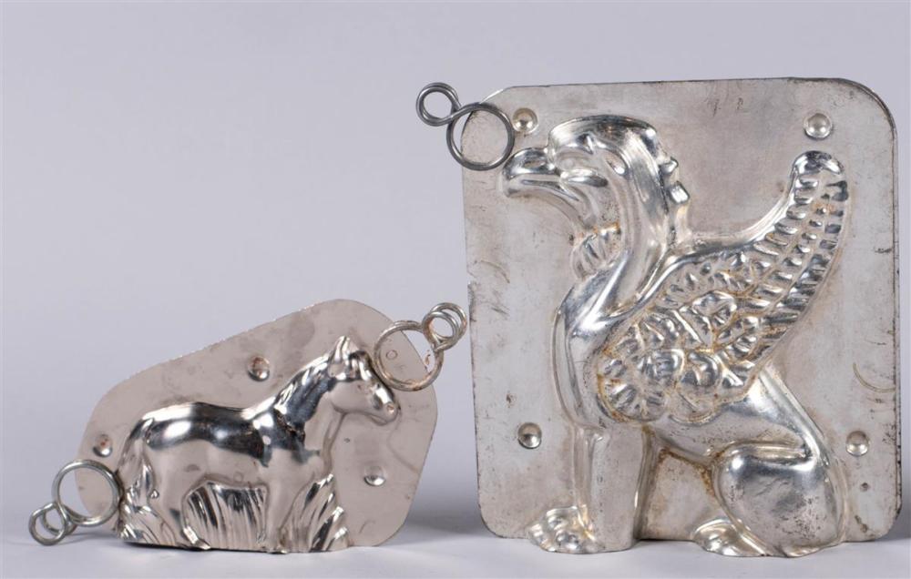 TWO METALLIC ANIMAL-SHAPED