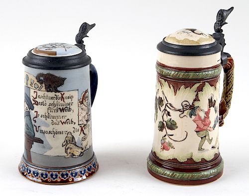 TWO METTLACH BEER STEINS