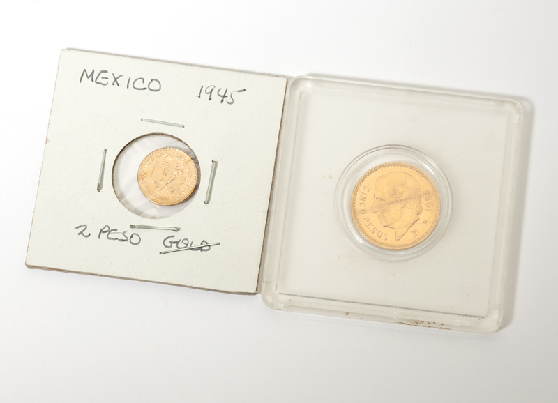 Two Mexican gold coins