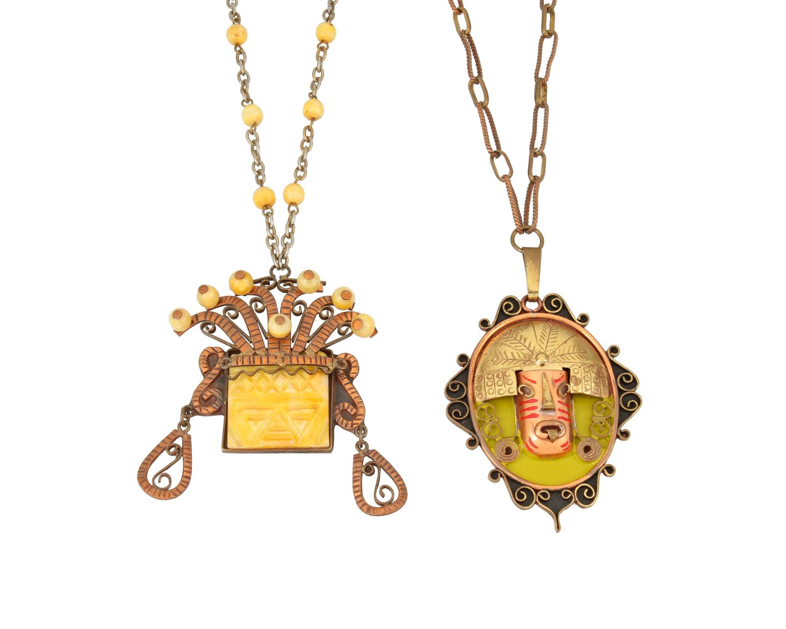 TWO MEXICAN MIXED METAL