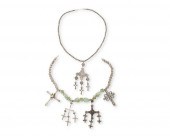 TWO MEXICAN SILVER CROSS NECKL