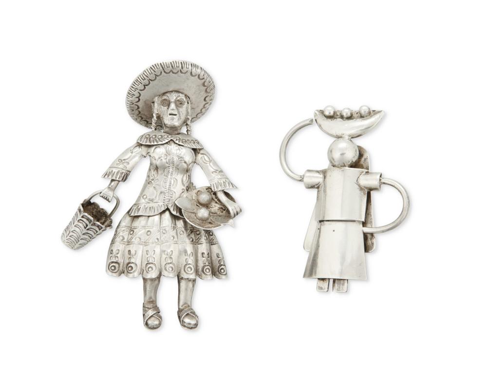 TWO MEXICAN SILVER FIGURAL