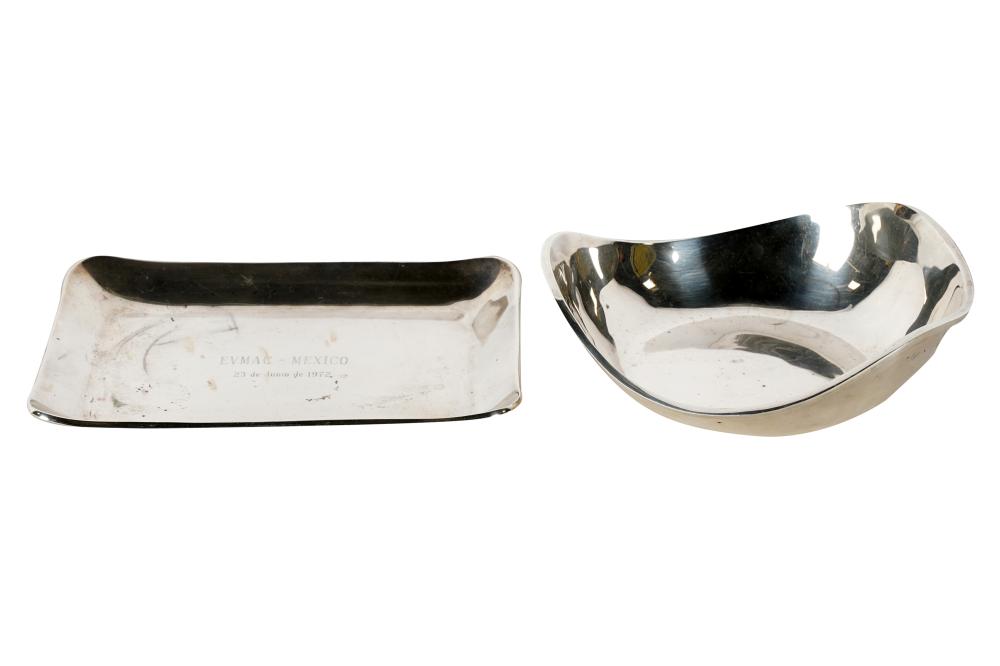 TWO MEXICAN SILVER TABLE