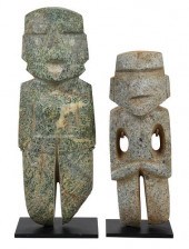 TWO MEZCALA DIORITE FIGURESMex