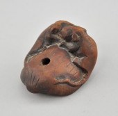 Two Mice on Acorn Signed Wood