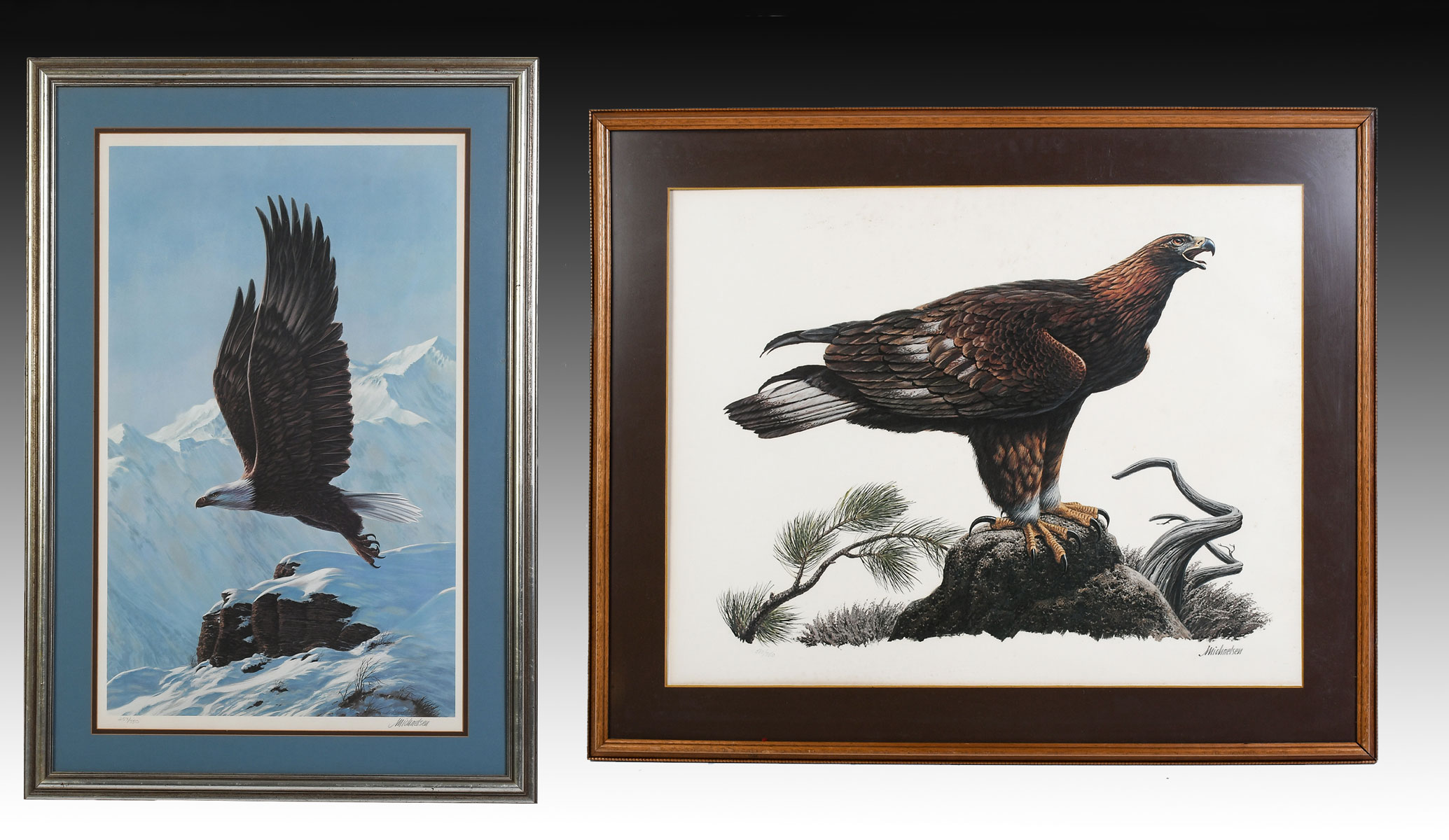 TWO MICHAELSEN EAGLE PRINTS: 1)