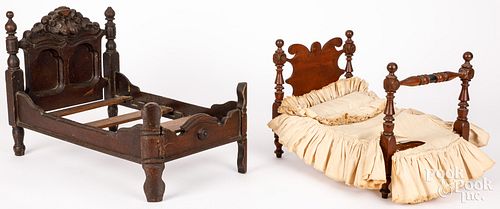TWO MID-19TH C. DOLL BEDSTwo