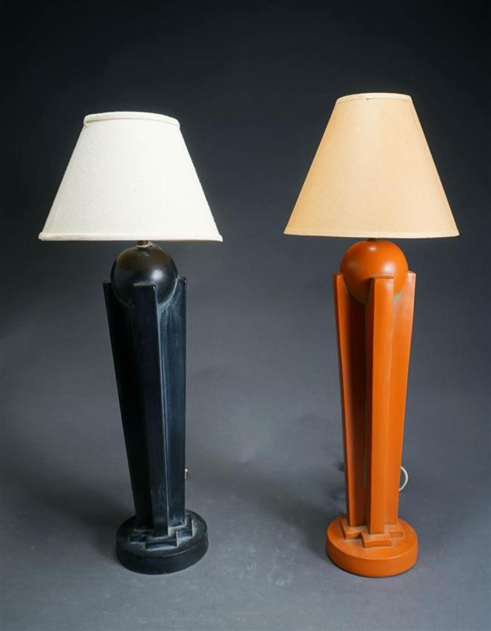TWO MID-CENTURY GLAZED PLASTER