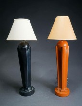 TWO MID-CENTURY GLAZED PLASTER