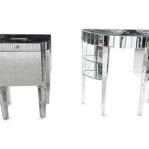 Two Mid-Century Mirrored Tables