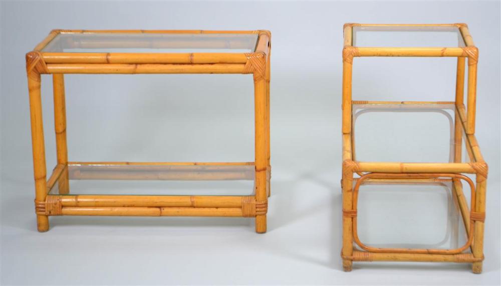TWO MID-CENTURY RATTAN SIDE